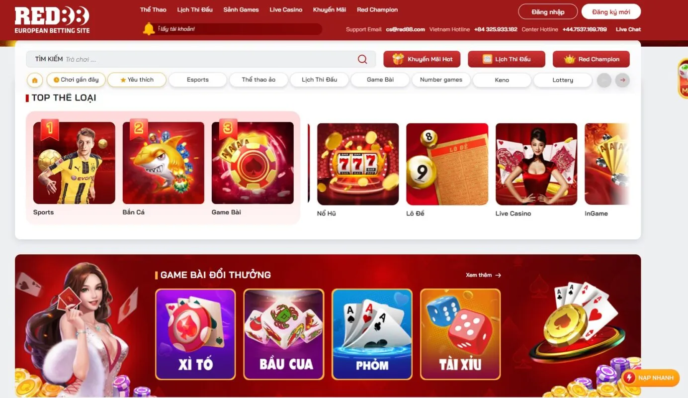 Giao diện với đồ họa đỉnh cao tại Red88
